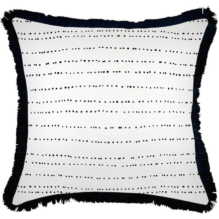 Cushion Cover-Coastal Fringe Black-Journey Black-60cm x 60cm Kings Warehouse 