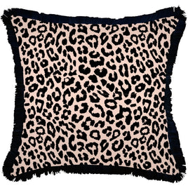 Cushion Cover-Coastal Fringe Black-Jungle Peach-60cm x 60cm Kings Warehouse 
