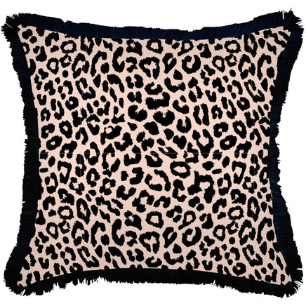Cushion Cover-Coastal Fringe Black-Jungle Peach-60cm x 60cm Kings Warehouse 