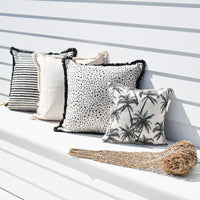 Cushion Cover-Coastal Fringe Black-Lunar-60cm x 60cm Kings Warehouse 