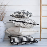 Cushion Cover-Coastal Fringe Black-Lunar-60cm x 60cm Kings Warehouse 