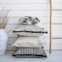 Cushion Cover-Coastal Fringe Black-Lunar-60cm x 60cm Kings Warehouse 