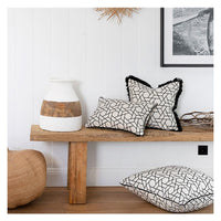 Cushion Cover-Coastal Fringe Black-Milan Black-35cm x 50cm Kings Warehouse 