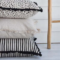 Cushion Cover-Coastal Fringe Black-Paint Stripes-35cm x 50cm Kings Warehouse 