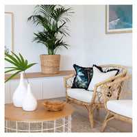 Cushion Cover-Coastal Fringe Black-Palm Trees Black-45cm x 45cm Kings Warehouse 