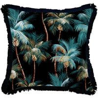 Cushion Cover-Coastal Fringe Black-Palm Trees Black-60cm x 60cm