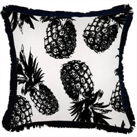 Cushion Cover-Coastal Fringe Black-Pineapples Black-45cm x 45cm Kings Warehouse 