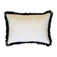 Cushion Cover-Coastal Fringe Black-Solid Natural-35cm x 50cm