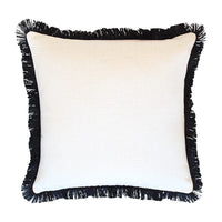 Cushion Cover-Coastal Fringe Black-Solid Natural-45cm x 45cm