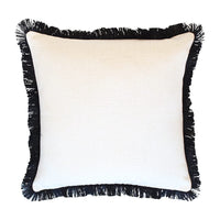 Cushion Cover-Coastal Fringe Black-Solid Natural-60cm x 60cm Kings Warehouse 