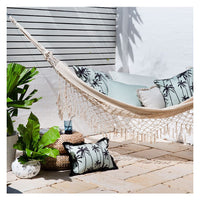 Cushion Cover-Coastal Fringe Black-Tall Palms Seafoam-35cm x 50cm Kings Warehouse 