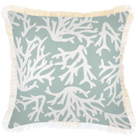 Cushion Cover-Coastal Fringe-Coastal Coral Seafoam-45cm x 45cm Kings Warehouse 