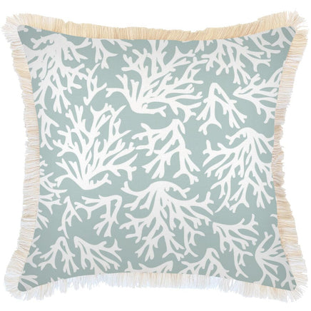 Cushion Cover-Coastal Fringe-Coastal Coral Seafoam-60cm x 60cm Kings Warehouse 