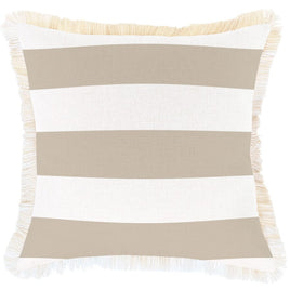 Cushion Cover-Coastal Fringe Deck-Stripe-Beige-45cm x 45cm Kings Warehouse 