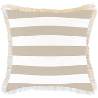 Cushion Cover-Coastal Fringe Deck-Stripe-Beige-60cm x 60cm