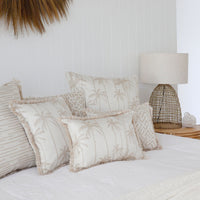 Cushion Cover-Coastal Fringe-Earth-Lines-Beige-60cm x 60cm Kings Warehouse 