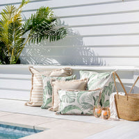 Cushion Cover-Coastal Fringe-Hampton Stripe Beige-60cm x 60cm Kings Warehouse 