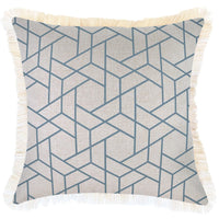 Cushion Cover-Coastal Fringe-Milan Blue-45cm x 45cm