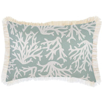 Cushion Cover-Coastal Fringe Natural-Coastal Coral Seafoam-35cm x 50cm Kings Warehouse 