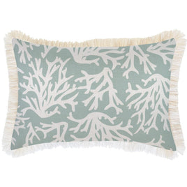 Cushion Cover-Coastal Fringe Natural-Coastal Coral Seafoam-35cm x 50cm Kings Warehouse 