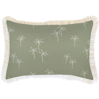 Cushion Cover-Coastal Fringe Natural-Palm Cove Sage-35cm x 50cm Kings Warehouse 