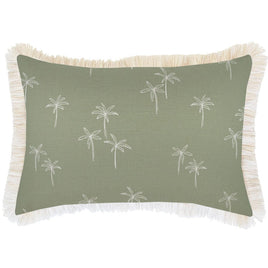 Cushion Cover-Coastal Fringe Natural-Palm Cove Sage-35cm x 50cm Kings Warehouse 