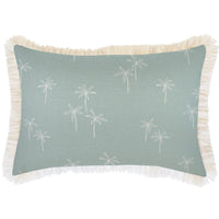 Cushion Cover-Coastal Fringe Natural-Palm Cove Seafoam-35cm x 50cm