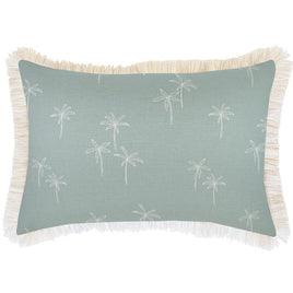 Cushion Cover-Coastal Fringe Natural-Palm Cove Seafoam-35cm x 50cm Kings Warehouse 