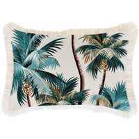 Cushion Cover-Coastal Fringe Natural-Palm Trees Natural-35cm x 50cm Kings Warehouse 