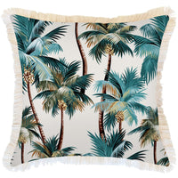 Cushion Cover-Coastal Fringe Natural-Palm Trees Natural-60cm x 60cm Kings Warehouse 