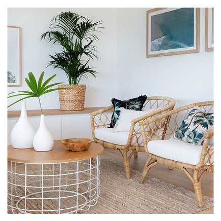 Cushion Cover-Coastal Fringe Natural-Palm Trees Natural-60cm x 60cm Kings Warehouse 