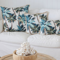 Cushion Cover-Coastal Fringe Natural-Palm Trees White-35cm x 50cm Kings Warehouse 