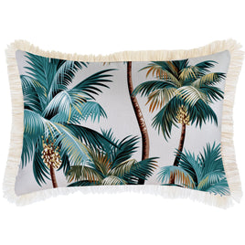 Cushion Cover-Coastal Fringe Natural-Palm Trees White-35cm x 50cm Kings Warehouse 