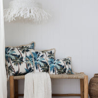 Cushion Cover-Coastal Fringe Natural-Palm Trees White-35cm x 50cm Kings Warehouse 