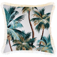 Cushion Cover-Coastal Fringe Natural-Palm Trees White-45cm x 45cm Kings Warehouse 