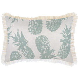 Cushion Cover-Coastal Fringe Natural-Pineapples Seafoam-35cm x 50cm Kings Warehouse 