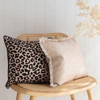 Cushion Cover-Coastal Fringe Natural-Positano Blush-45cm x 45cm Kings Warehouse 