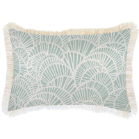 Cushion Cover-Coastal Fringe Natural-Positano Pale Mint-35cm x 50cm