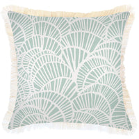 Cushion Cover-Coastal Fringe Natural-Positano Pale Mint-45cm x 45cm