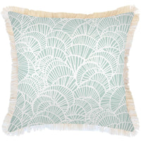 Cushion Cover-Coastal Fringe Natural-Positano Pale Mint-60cm x 60cm