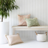 Cushion Cover-Coastal Fringe Natural-Postcards Sage-35cm x 50cm Kings Warehouse 