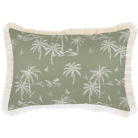 Cushion Cover-Coastal Fringe Natural-Postcards Sage-35cm x 50cm Kings Warehouse 