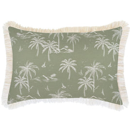 Cushion Cover-Coastal Fringe Natural-Postcards Sage-35cm x 50cm Kings Warehouse 