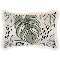 Cushion Cover-Coastal Fringe Natural-Rainforest Sage-35cm x 50cm