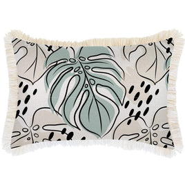 Cushion Cover-Coastal Fringe Natural-Rainforest Seafoam-35cm x 50cm Kings Warehouse 