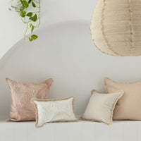 Cushion Cover-Coastal Fringe Natural-Seminyak Biscuit-35cm x 50cm Kings Warehouse 