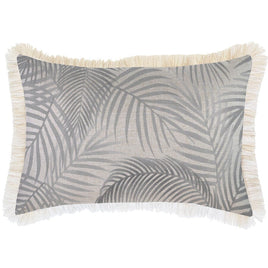 Cushion Cover-Coastal Fringe Natural-Seminyak Smoke-35cm x 50cm Kings Warehouse 