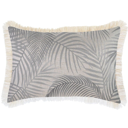 Cushion Cover-Coastal Fringe Natural-Seminyak Smoke-35cm x 50cm Kings Warehouse 