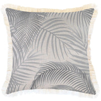 Cushion Cover-Coastal Fringe Natural-Seminyak Smoke-45cm x 45cm Kings Warehouse 