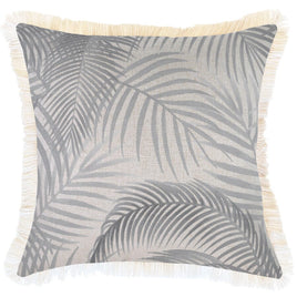 Cushion Cover-Coastal Fringe Natural-Seminyak Smoke-45cm x 45cm Kings Warehouse 